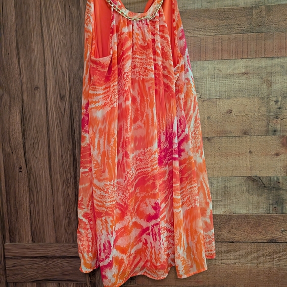 Vibrant Orange and Pink Sleeveless Dress - Picture 1 of 1